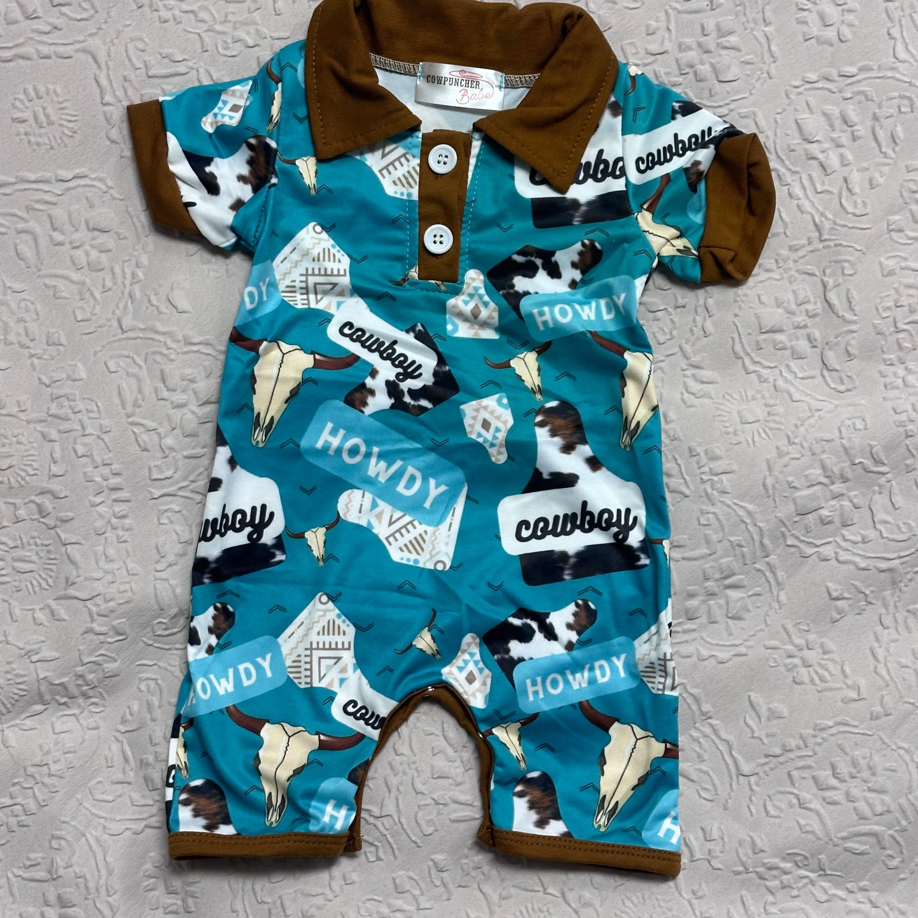 HOWDY COWBOY -SHORTIE Clothing Aier Size: 0-3 months