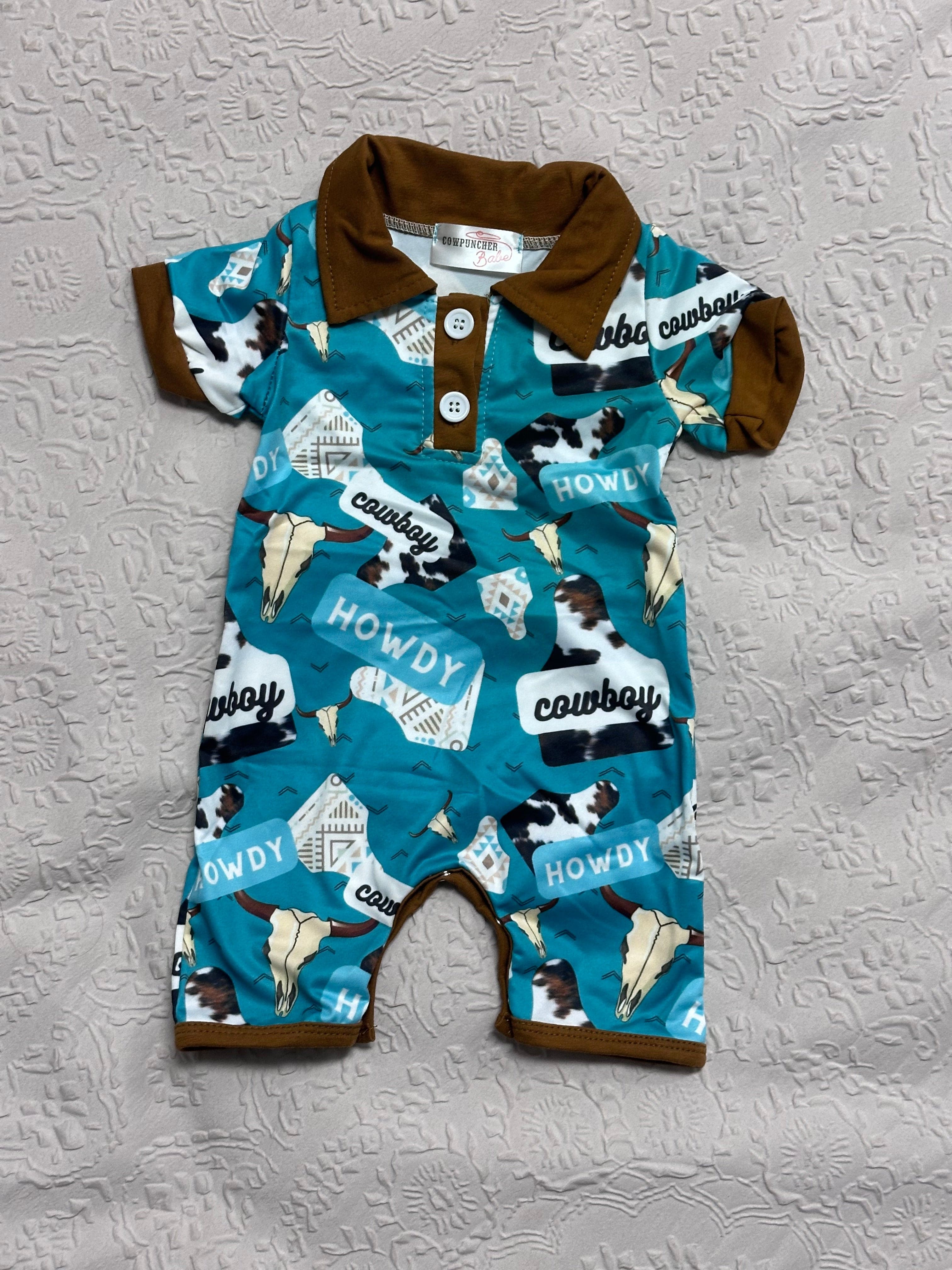 HOWDY COWBOY -SHORTIE Clothing Aier Size: 0-3 months